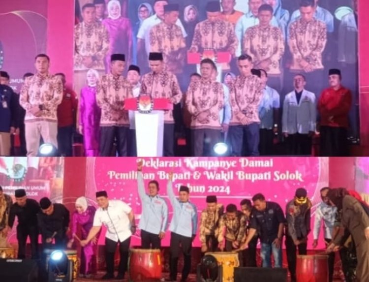 KPU Bersama Paslon Bupati-Wakil Bupati Solok Deklarasikan Pilkada Damai